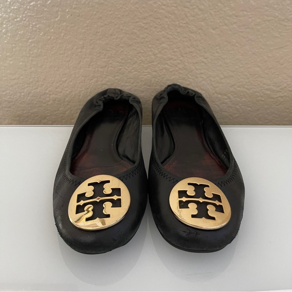 Authentic Black and Gold Tory Burch Flats